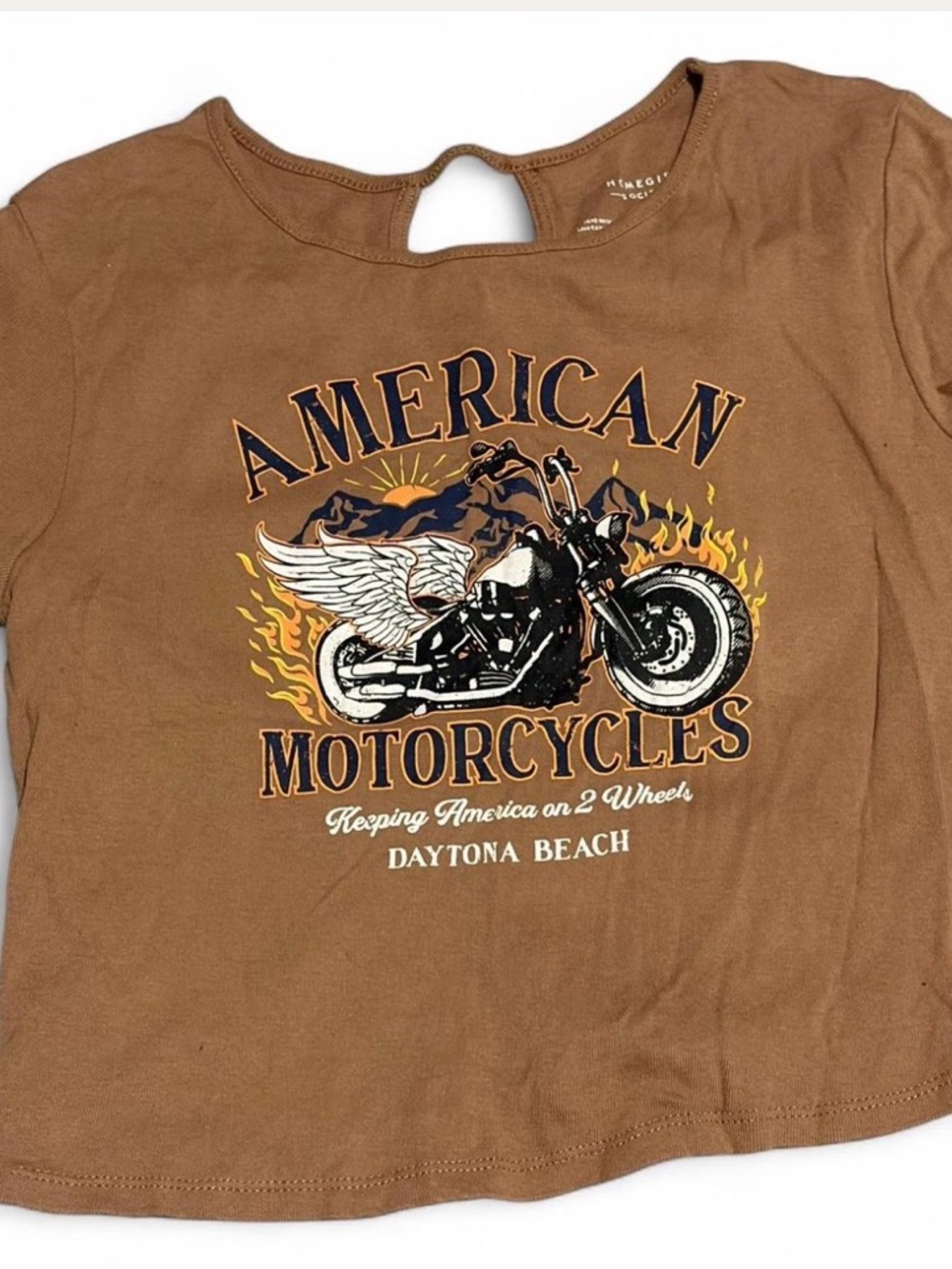 Brown 'American Motorcycles' Graphic Tee